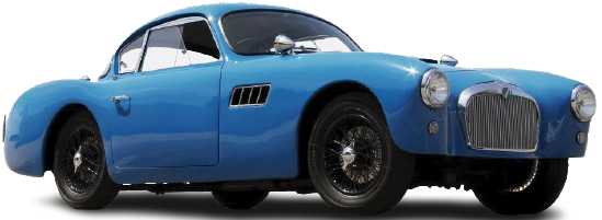 Talbot-Lago America two-door coup&eacute; in blue, three-quarter front view