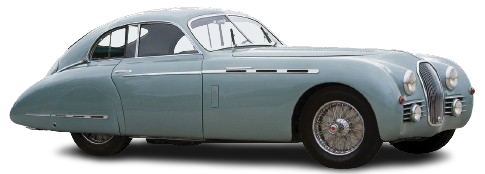 Talbot-Lago T26 Grand Sport fastback coup&eacute; in silver-blue, side profile