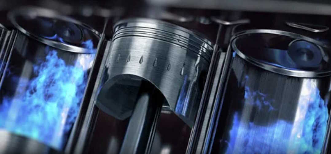 Engine pistons and cylinder bores, backlit